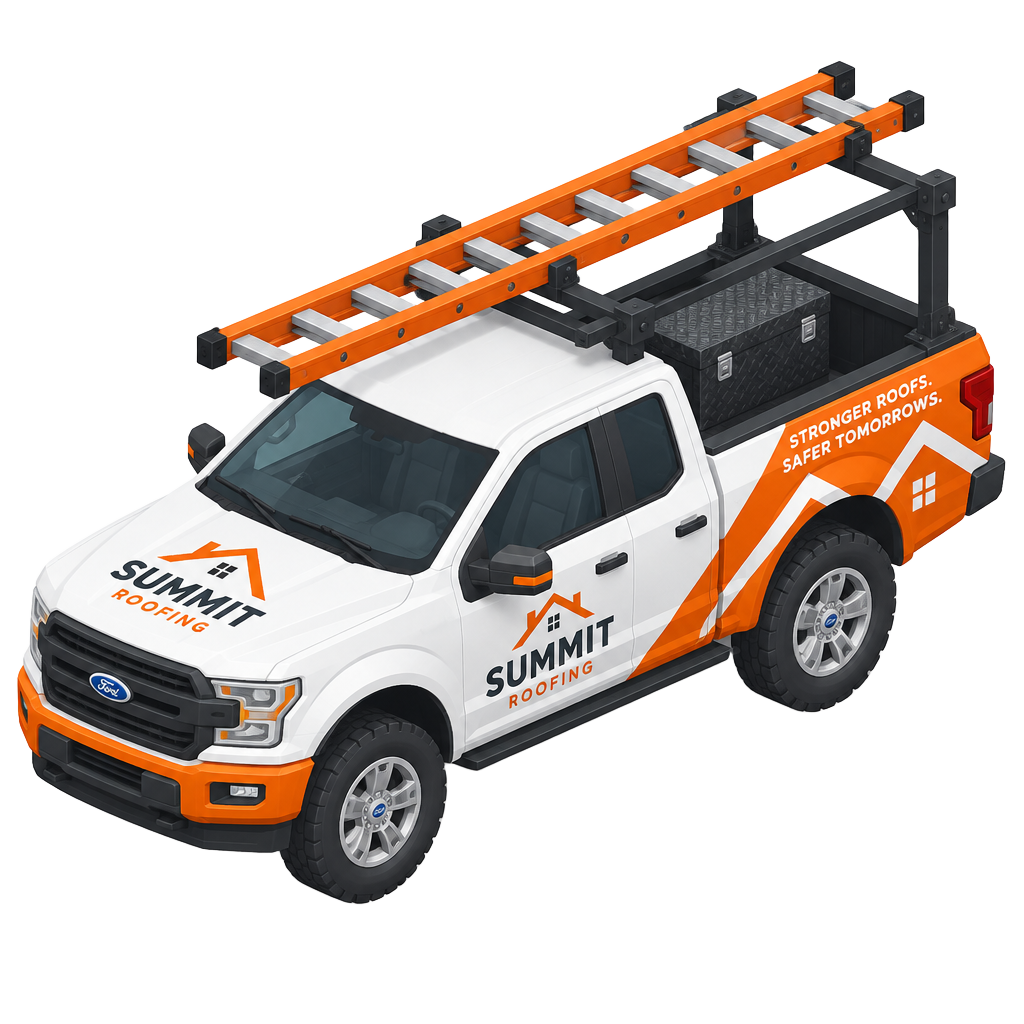 Roofing contractor pickup truck